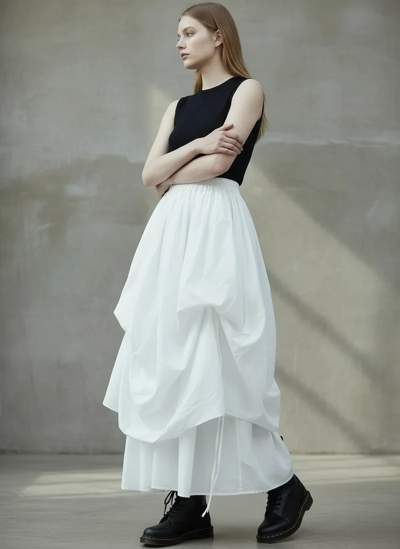 Layered Gothic Skirt – Black / White