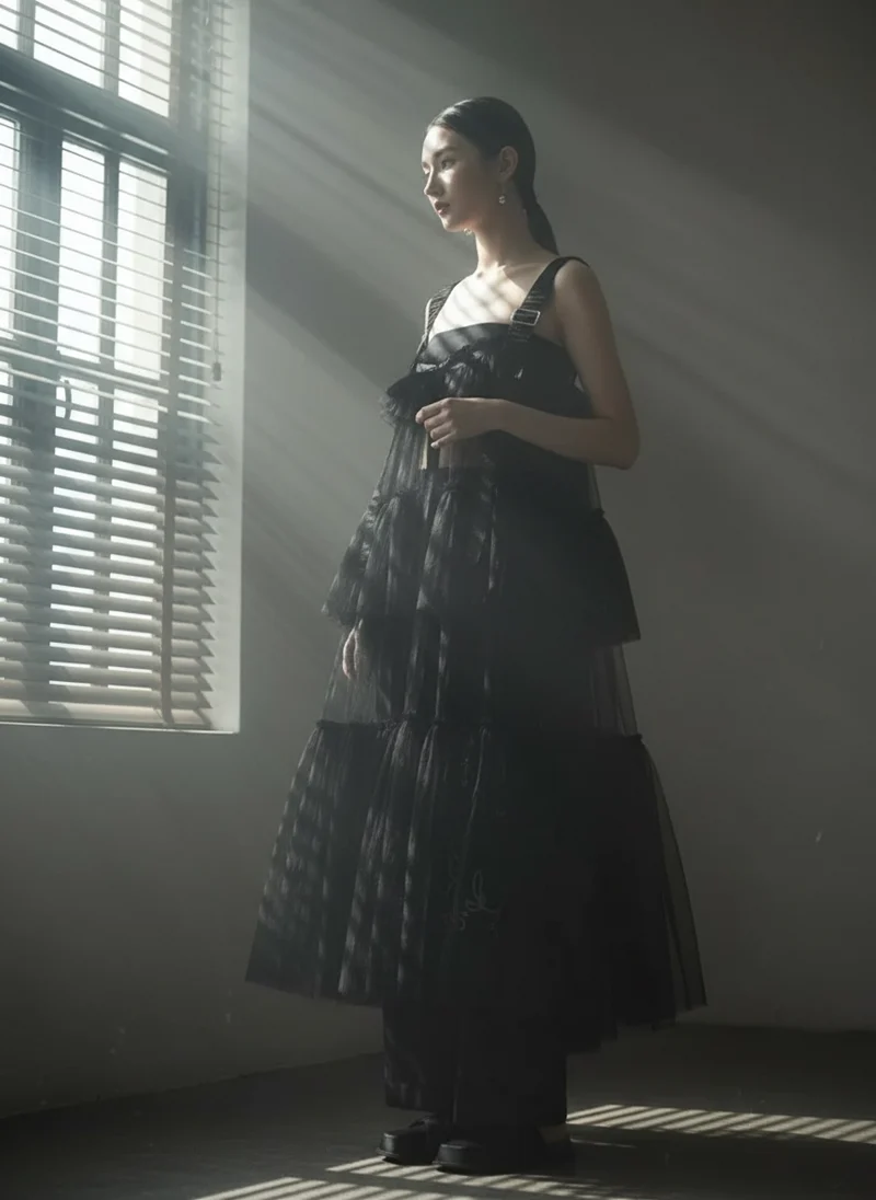 Black Tiered Tulle Pinafore Dress