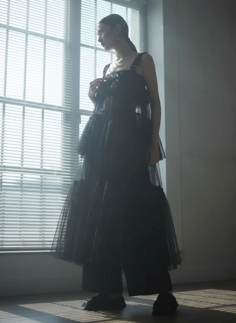 Black Tiered Tulle Pinafore Dress