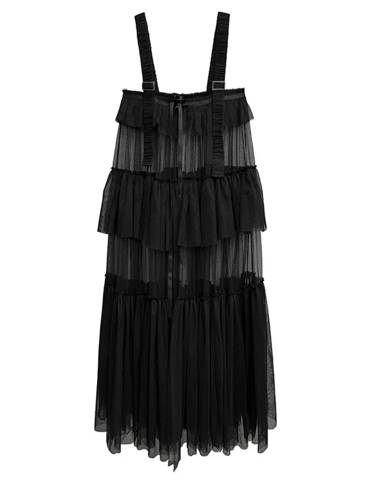 Black Tiered Tulle Pinafore Dress