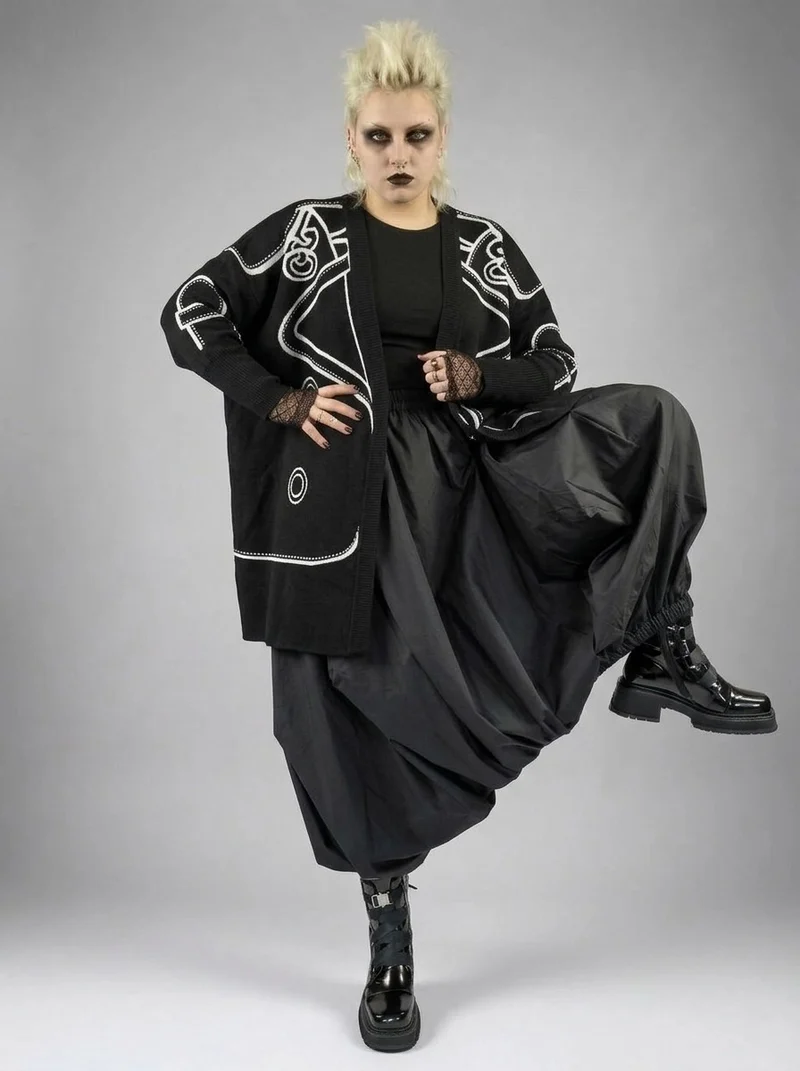 Limited Edition Clown Print Open Cardigan - Oversized Loose Fit, Unique Statement Piece