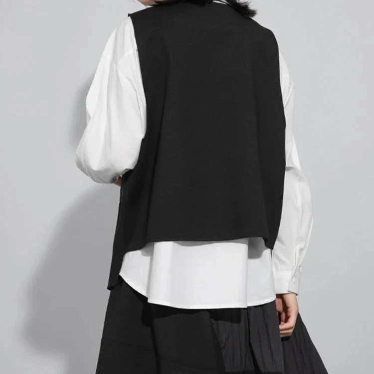 One-Button Asymmetrical Vest - Relaxed Fit, Modern Layering Piece