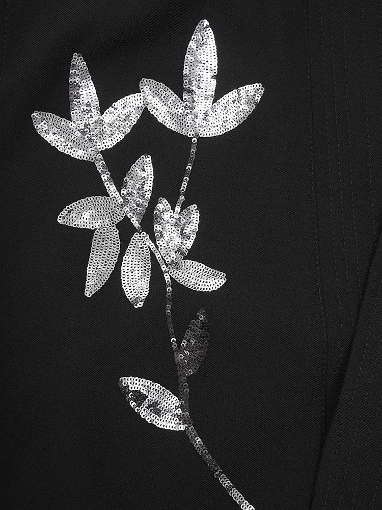 Casual Minimal Goth Sequins Embroidery Vest