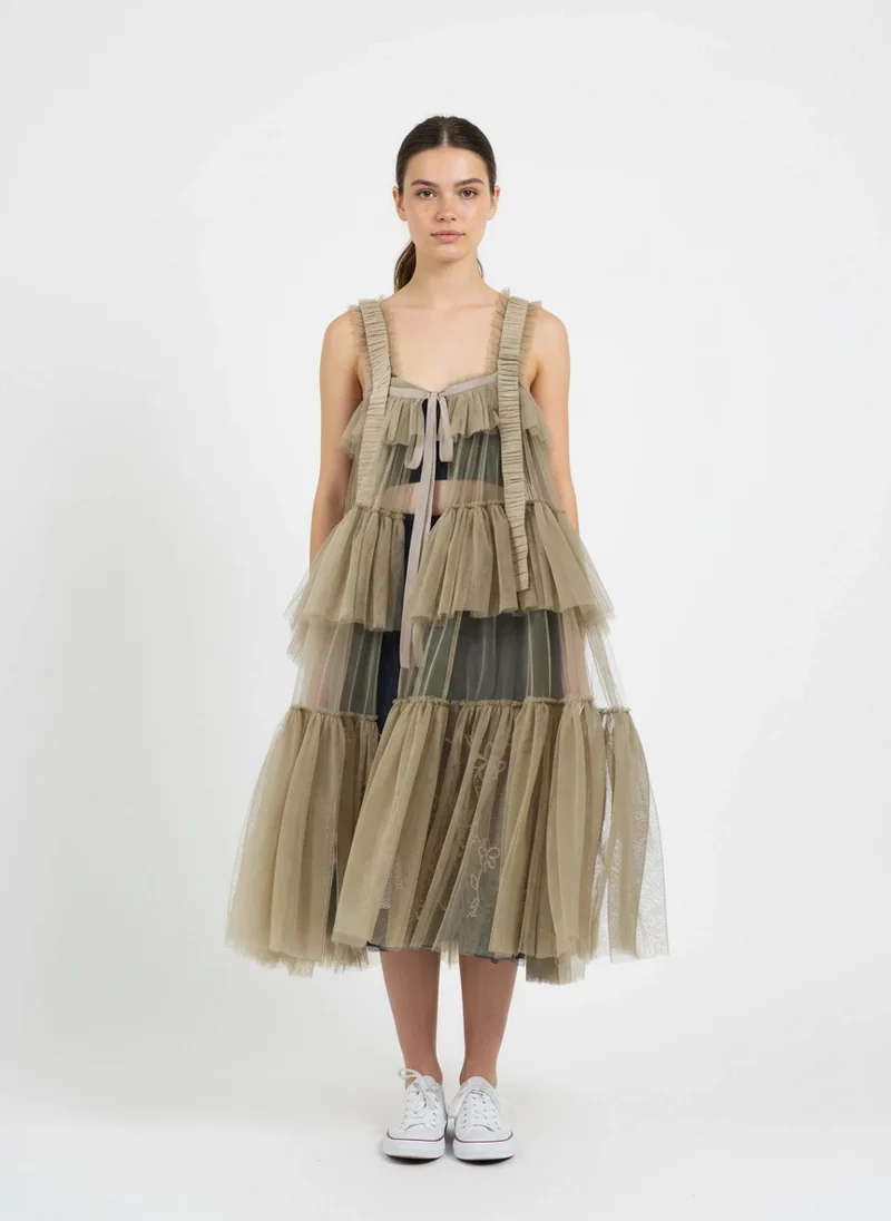 Tiered Tulle Overlay Dress