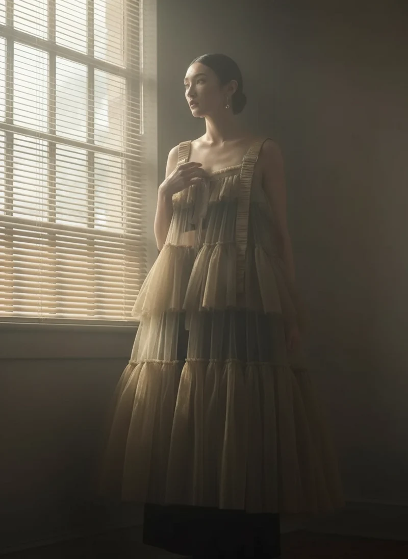 Tiered Tulle Overlay Dress