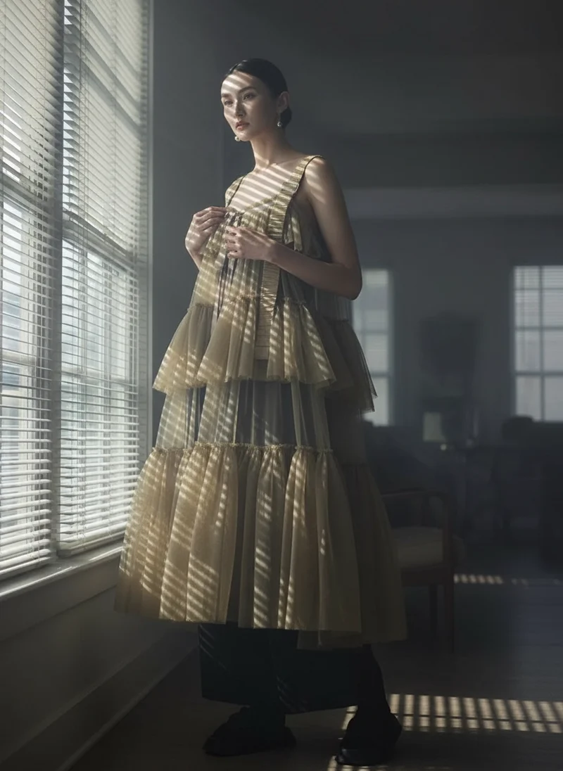 Tiered Tulle Overlay Dress