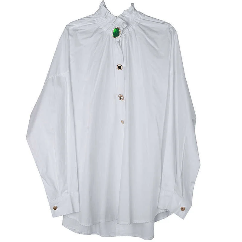 Ruffled Blouse with Decorative Buttons