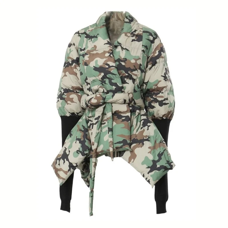 Lite Cotton Padded Jacket with Extra Long Sleeves - Camouflage