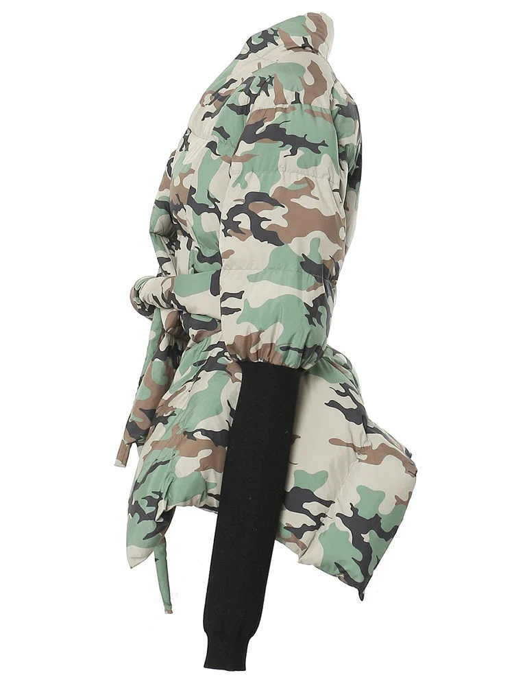 Lite Cotton Padded Jacket with Extra Long Sleeves - Camouflage