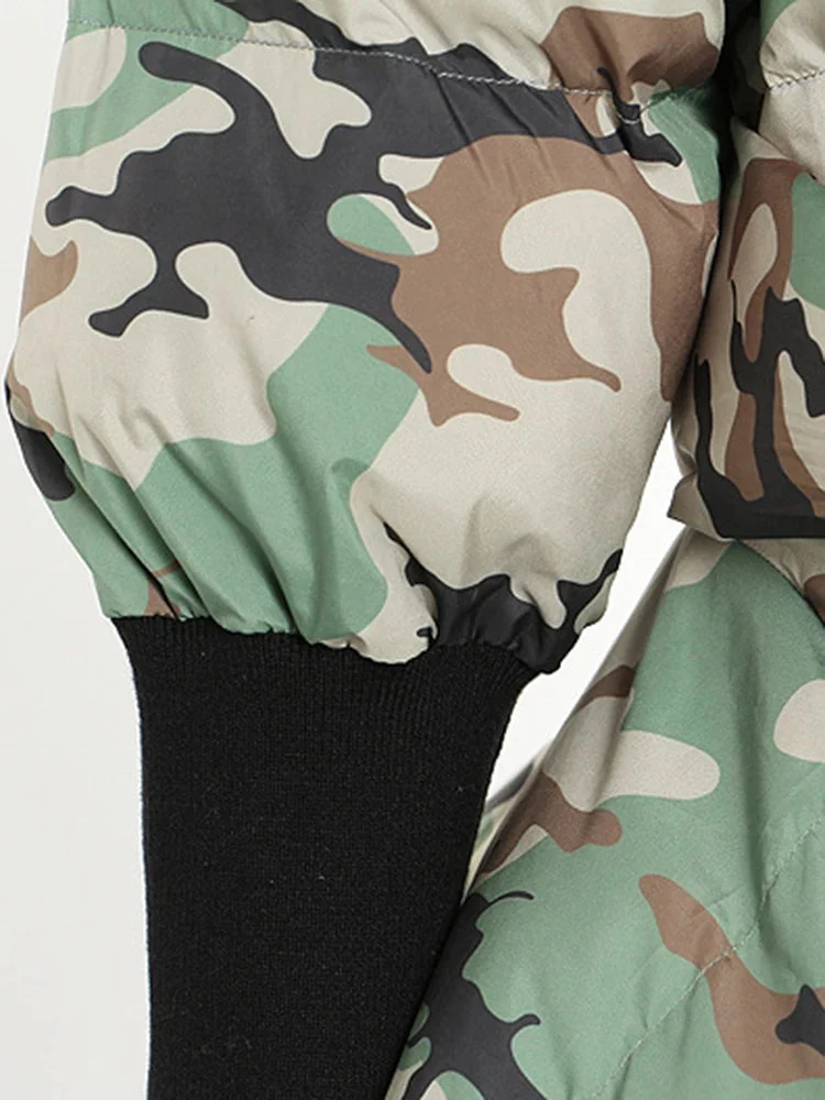Lite Cotton Padded Jacket with Extra Long Sleeves - Camouflage