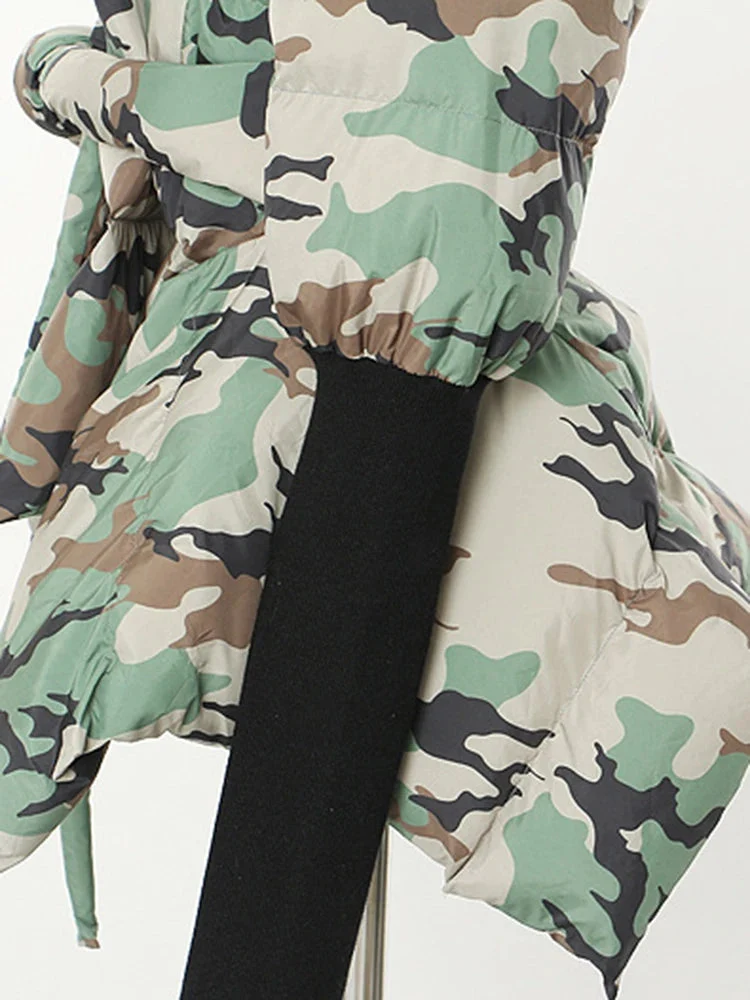 Lite Cotton Padded Jacket with Extra Long Sleeves - Camouflage