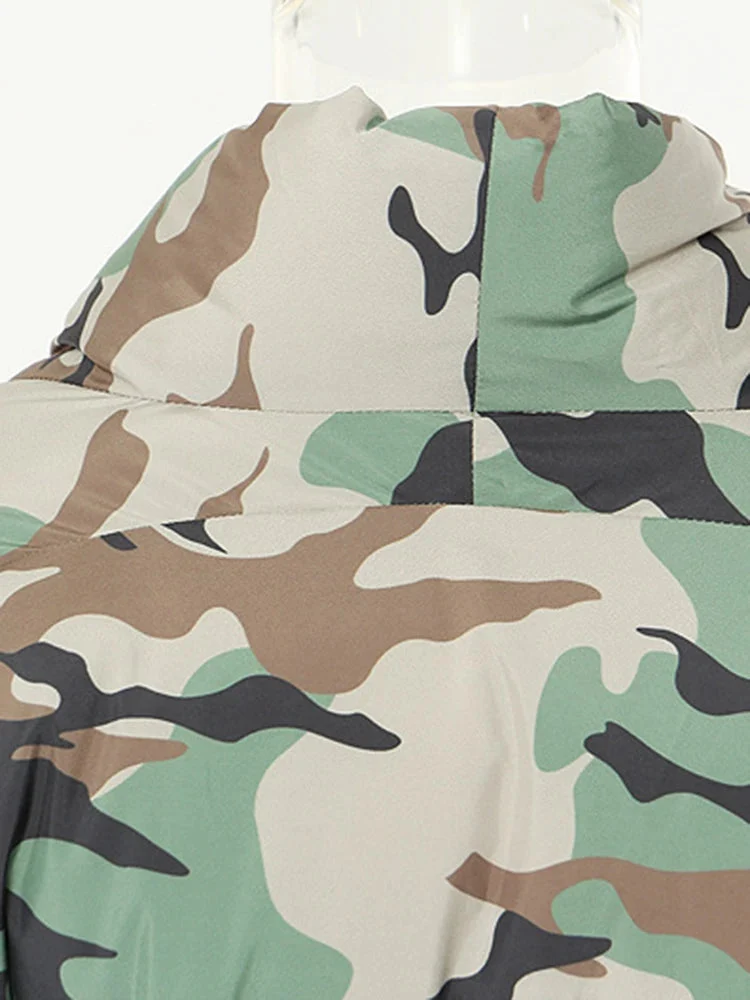 Lite Cotton Padded Jacket with Extra Long Sleeves - Camouflage