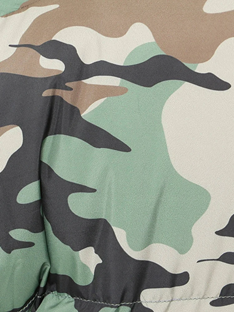 Lite Cotton Padded Jacket with Extra Long Sleeves - Camouflage