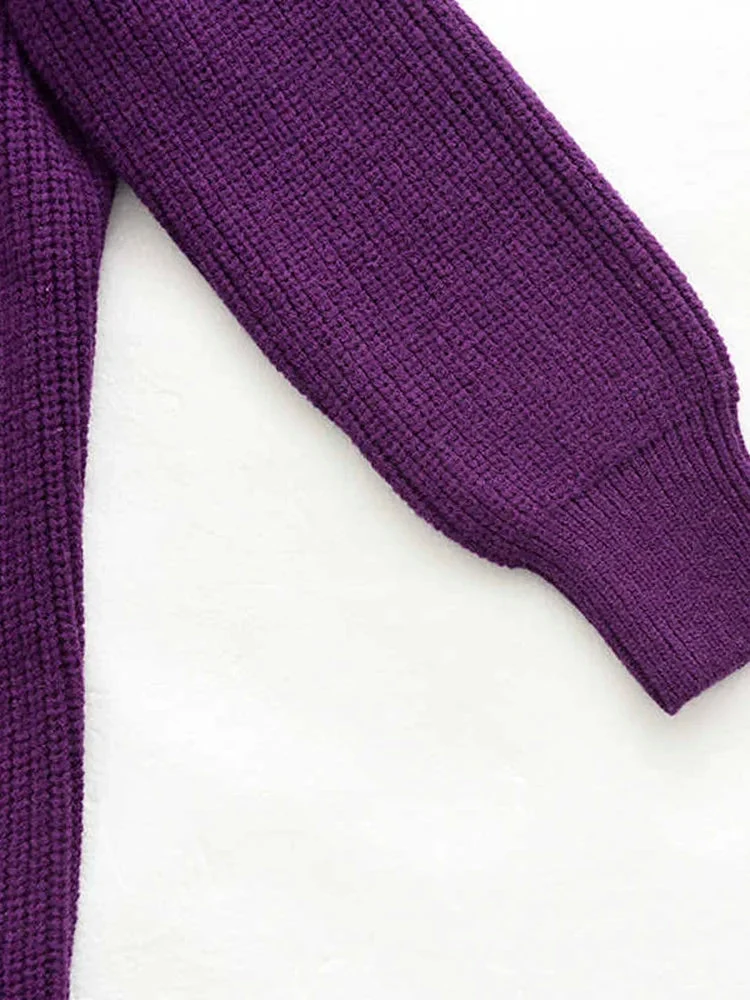 Maxi Split Purple Turtleneck Pullover