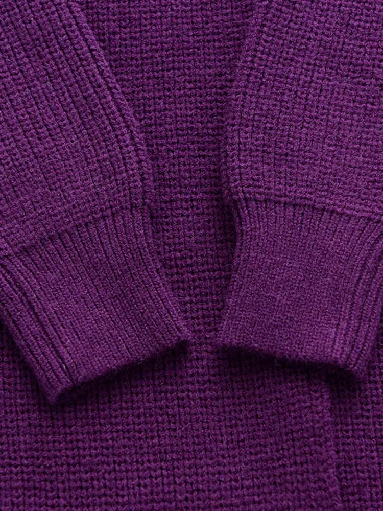 Maxi Split Purple Turtleneck Pullover