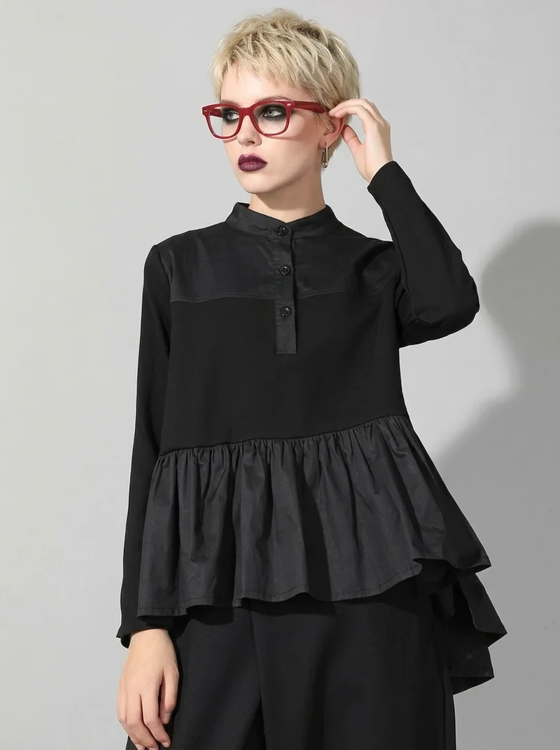 Punky Asymmetrical Ruffle Pullover