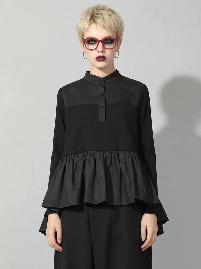 Punky Asymmetrical Ruffle Pullover
