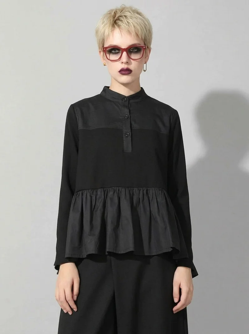 Punky Asymmetrical Ruffle Pullover