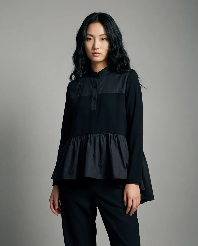 Punky Asymmetrical Ruffle Pullover