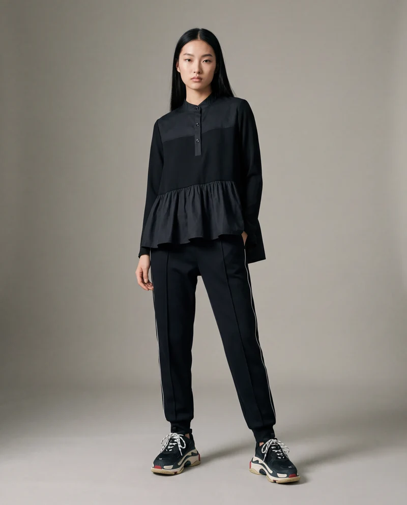 Punky Asymmetrical Ruffle Pullover