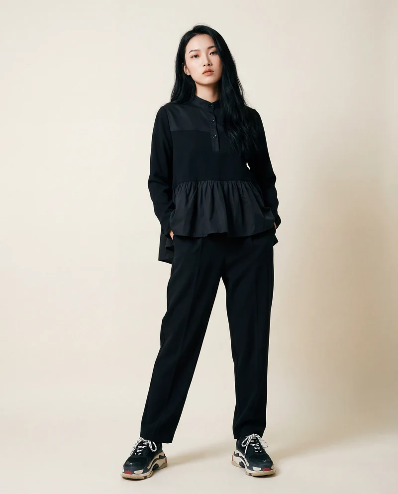 Punky Asymmetrical Ruffle Pullover
