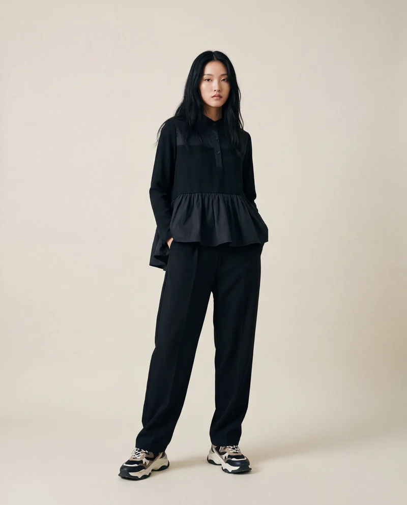 Punky Asymmetrical Ruffle Pullover