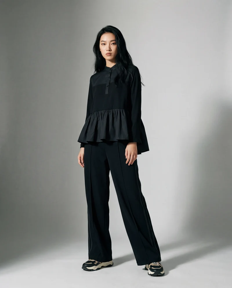 Punky Asymmetrical Ruffle Pullover