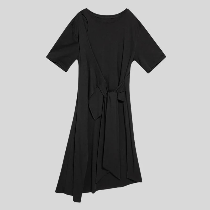 Casual Punk Irregular Design Maxi Black Shirt