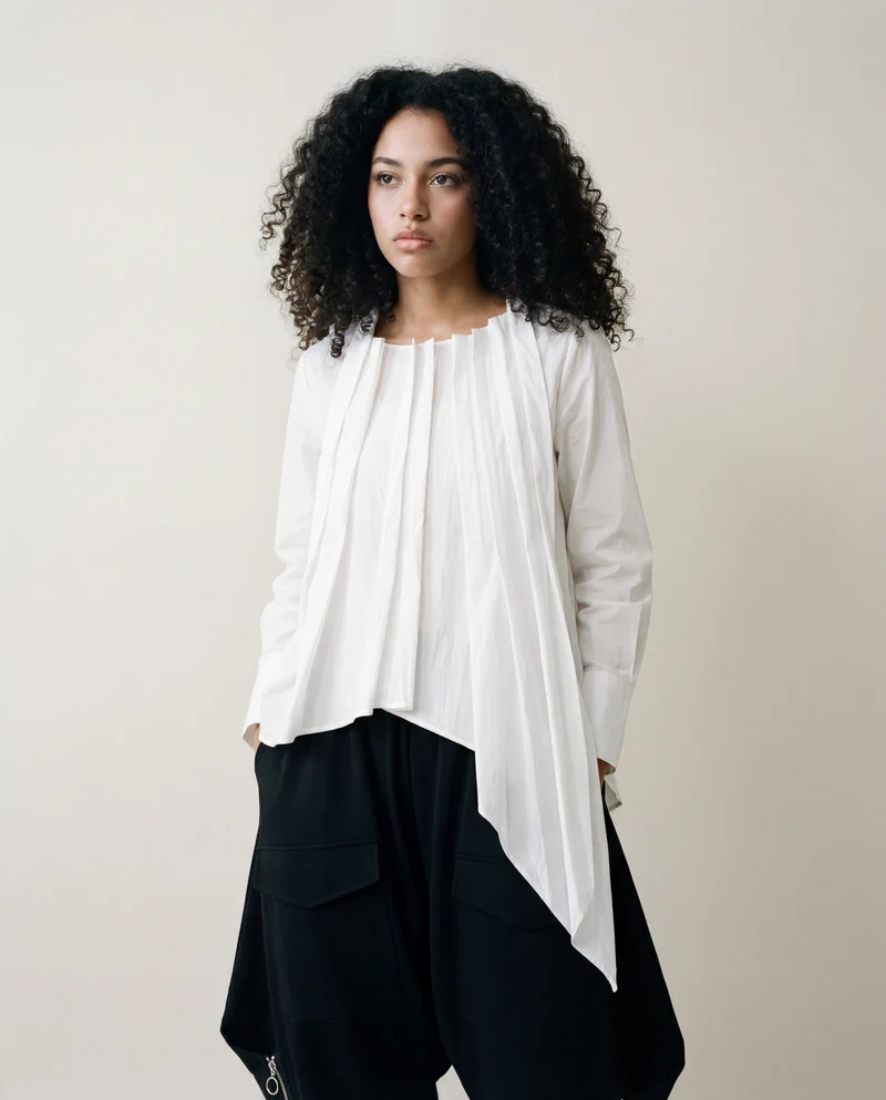 Asymmetric Pleated Blouse