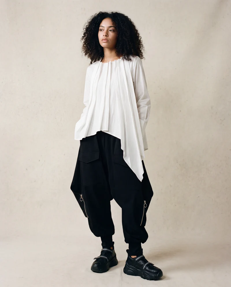 Asymmetric Pleated Blouse