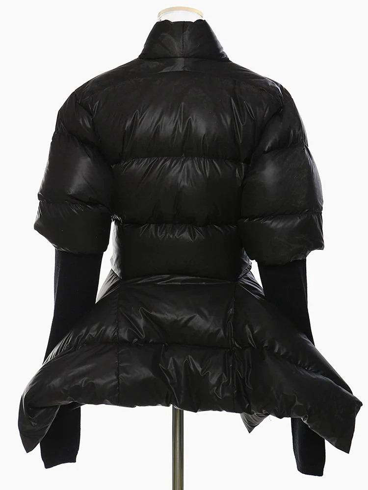 Lite Cotton Padded Jacket with Extra Long Sleeves - Black