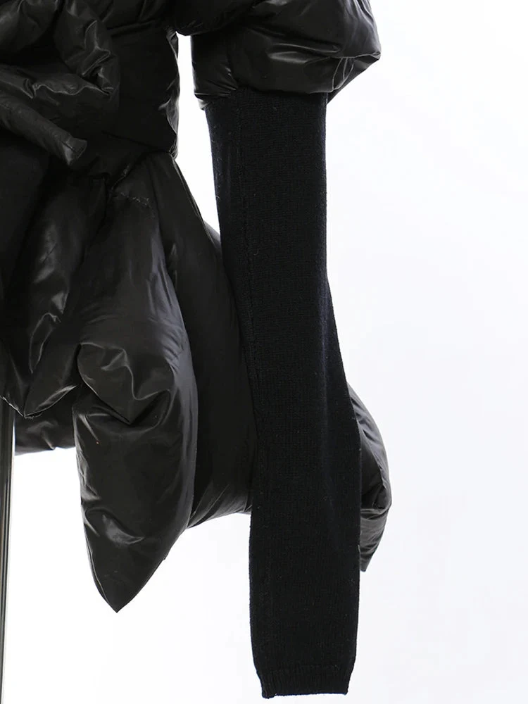 Lite Cotton Padded Jacket with Extra Long Sleeves - Black