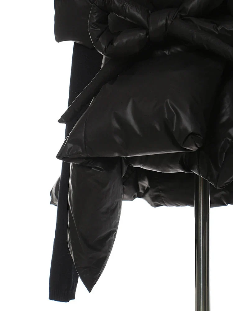 Lite Cotton Padded Jacket with Extra Long Sleeves - Black