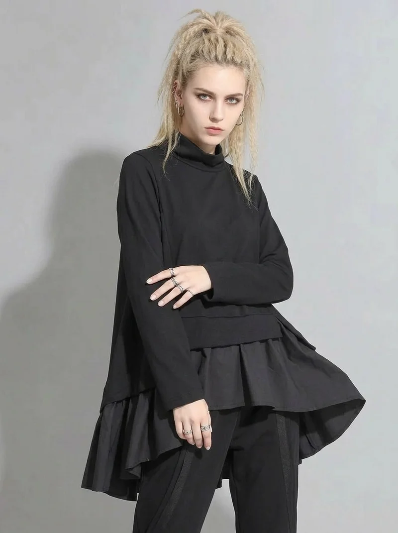Emignute Asymmetrical Ruffled Sweatshirt