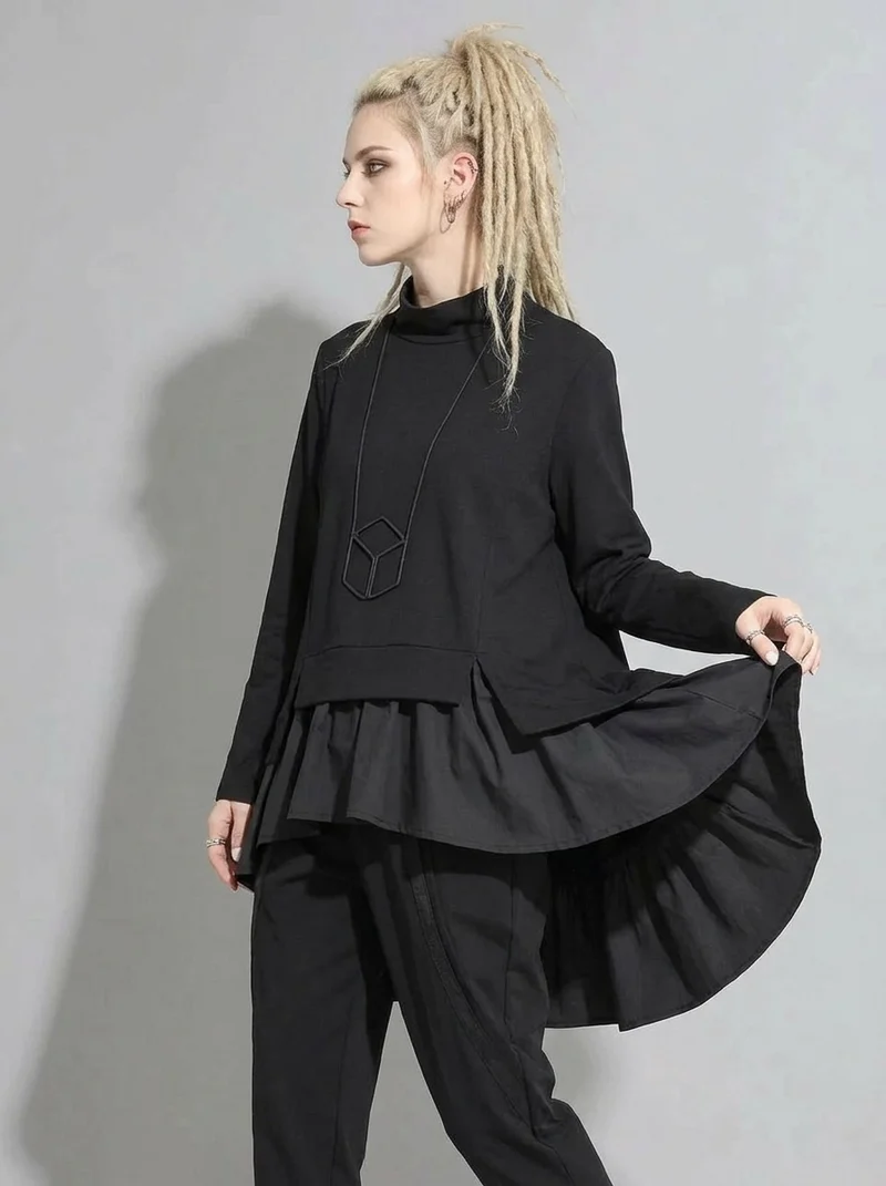 Emignute Asymmetrical Ruffled Sweatshirt