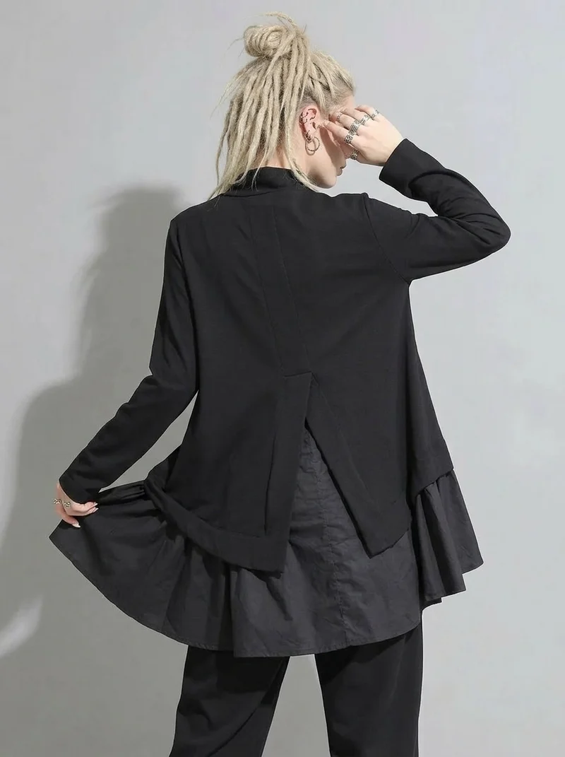 Emignute Asymmetrical Ruffled Sweatshirt