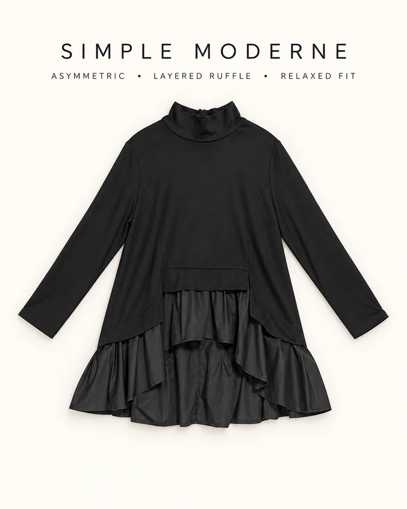 Emignute Asymmetrical Ruffled Sweatshirt