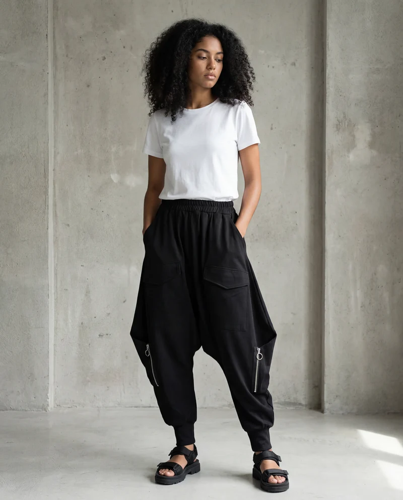 Street Punk Irregular Design Harem Trousers