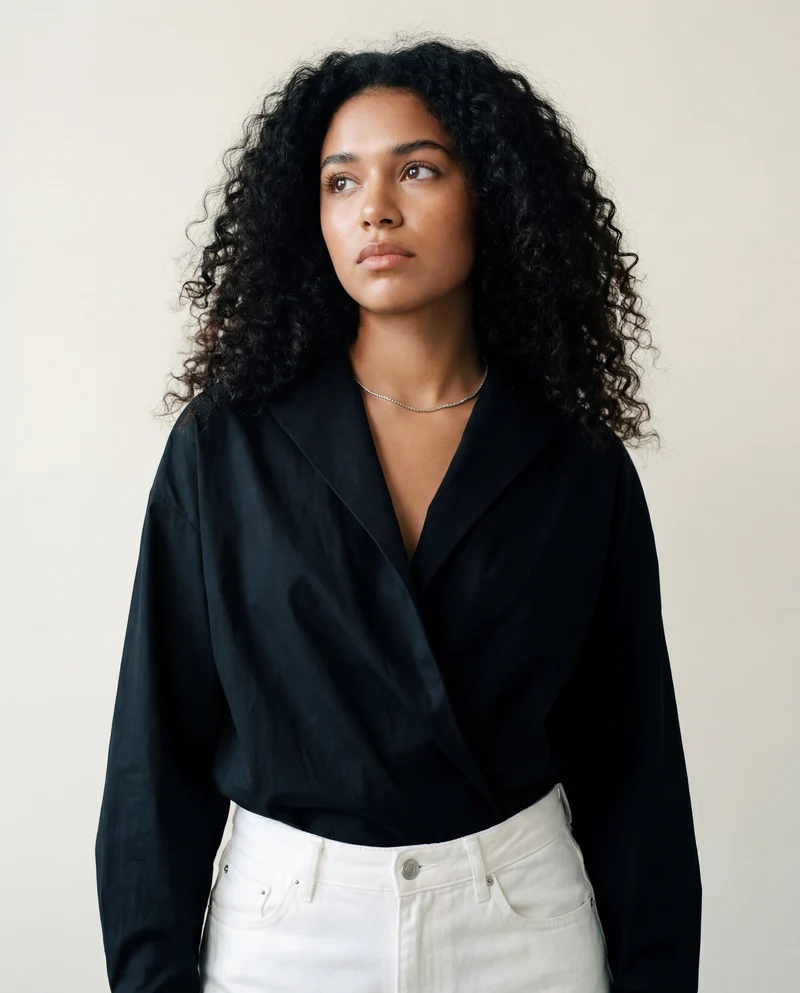 Jazz Up Cropped Black Shirt Blouse