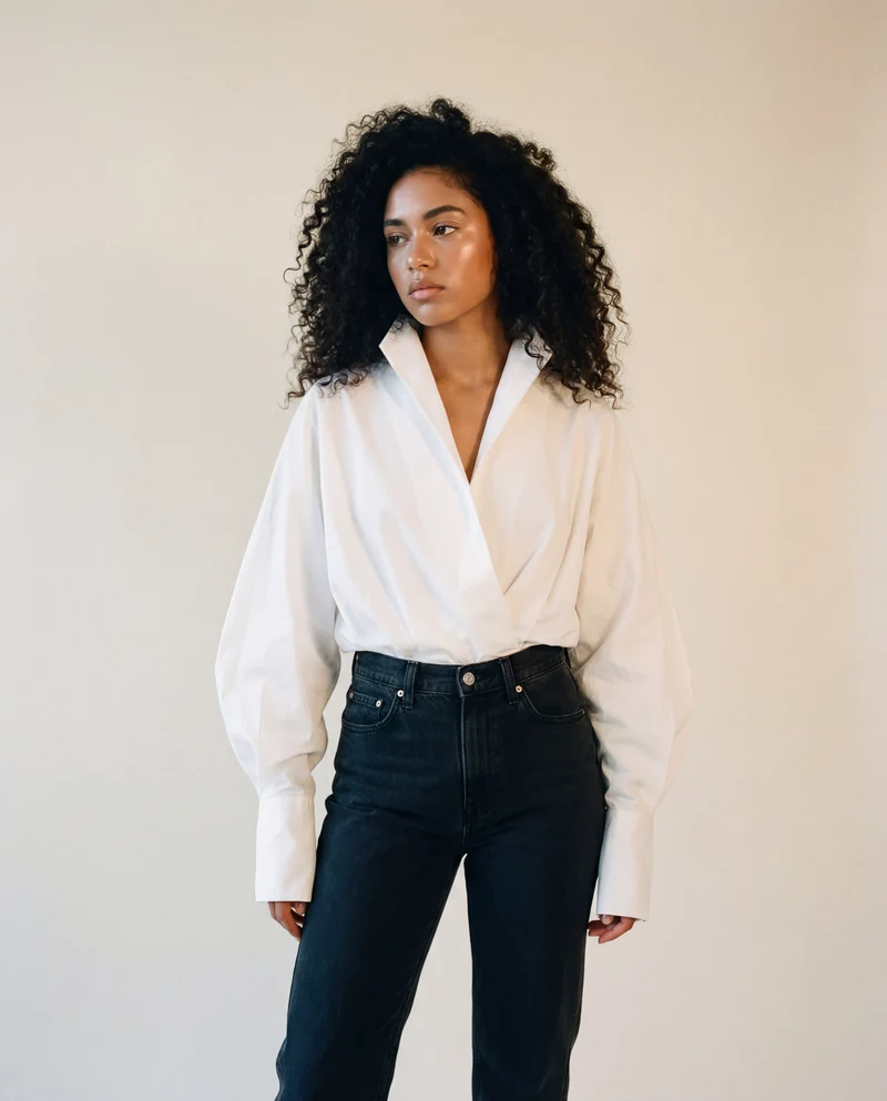 Jazz Up Cropped White Shirt-Blouse