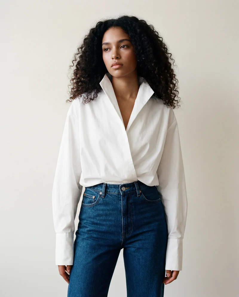 Jazz Up Cropped White Shirt-Blouse