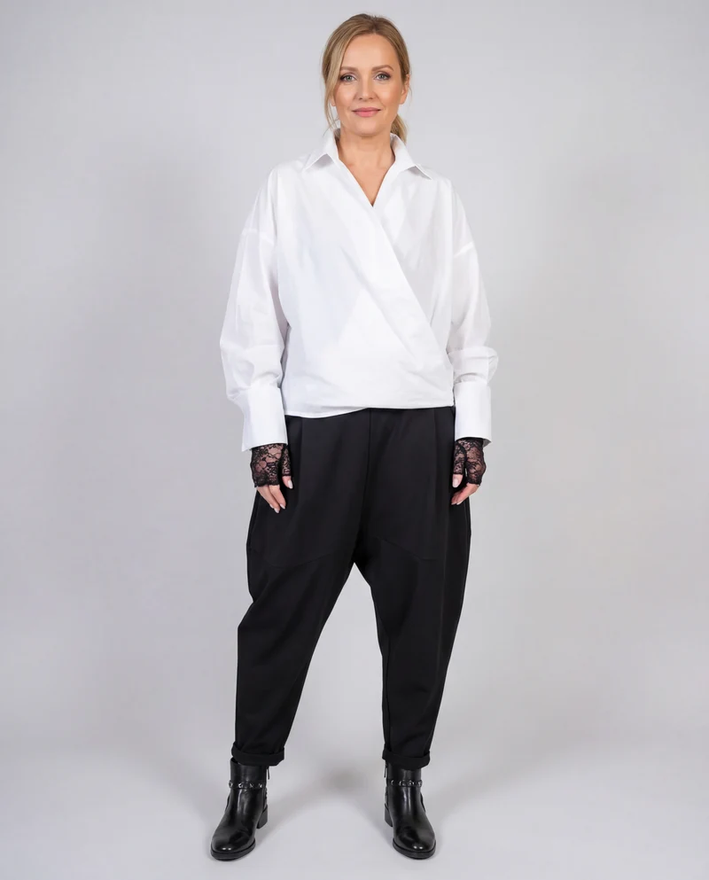 Jazz Up Cropped White Shirt-Blouse