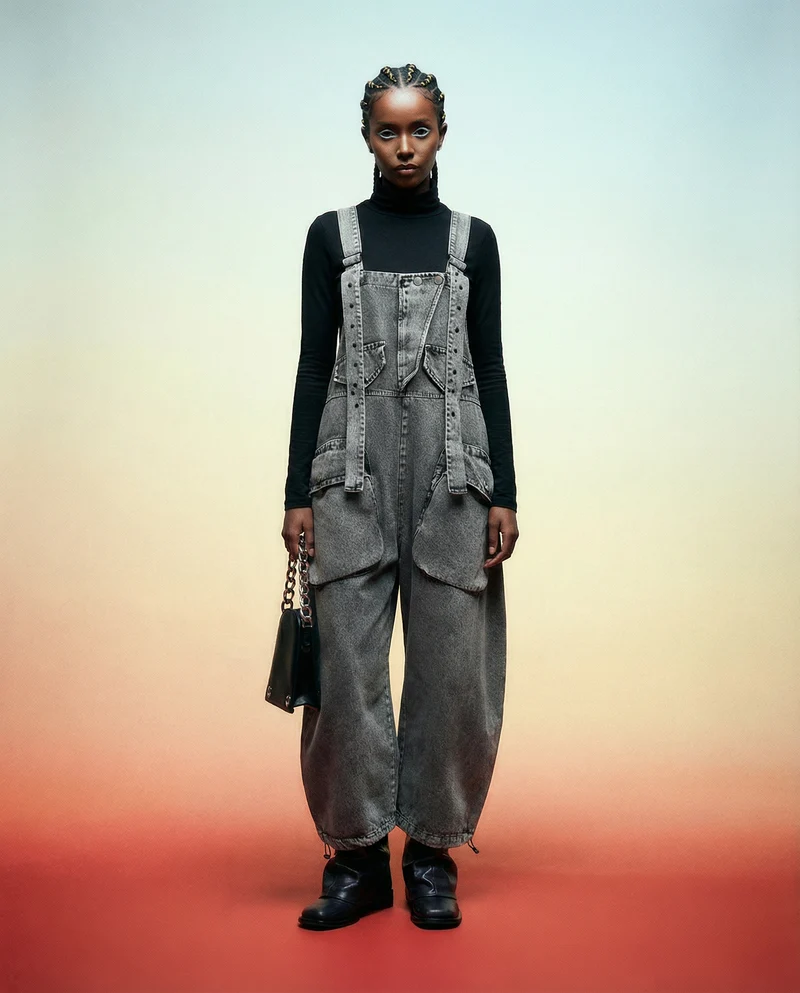 Street Punk Style Oversized Fit Vintage Denim Overalls