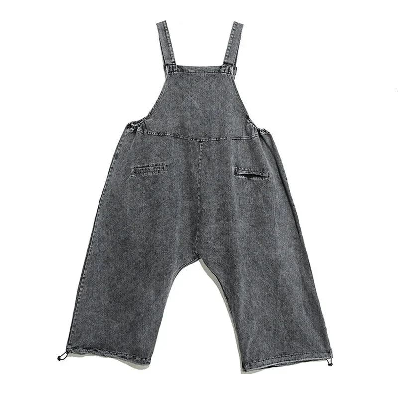 Street Punk Style Oversized Fit Vintage Denim Overalls