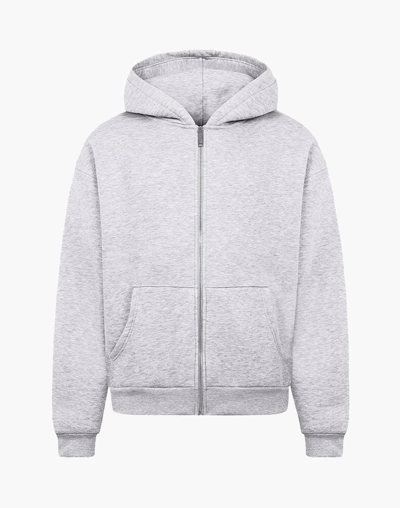 BASIC ZIP-HOODIE (GREY MELANGE)