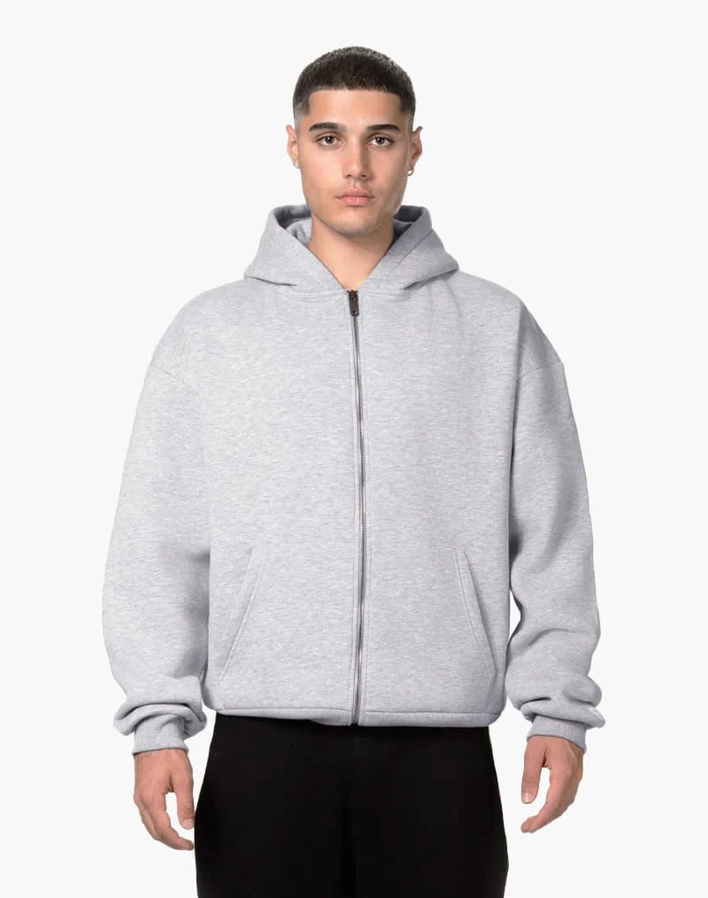 BASIC ZIP-HOODIE (GREY MELANGE)