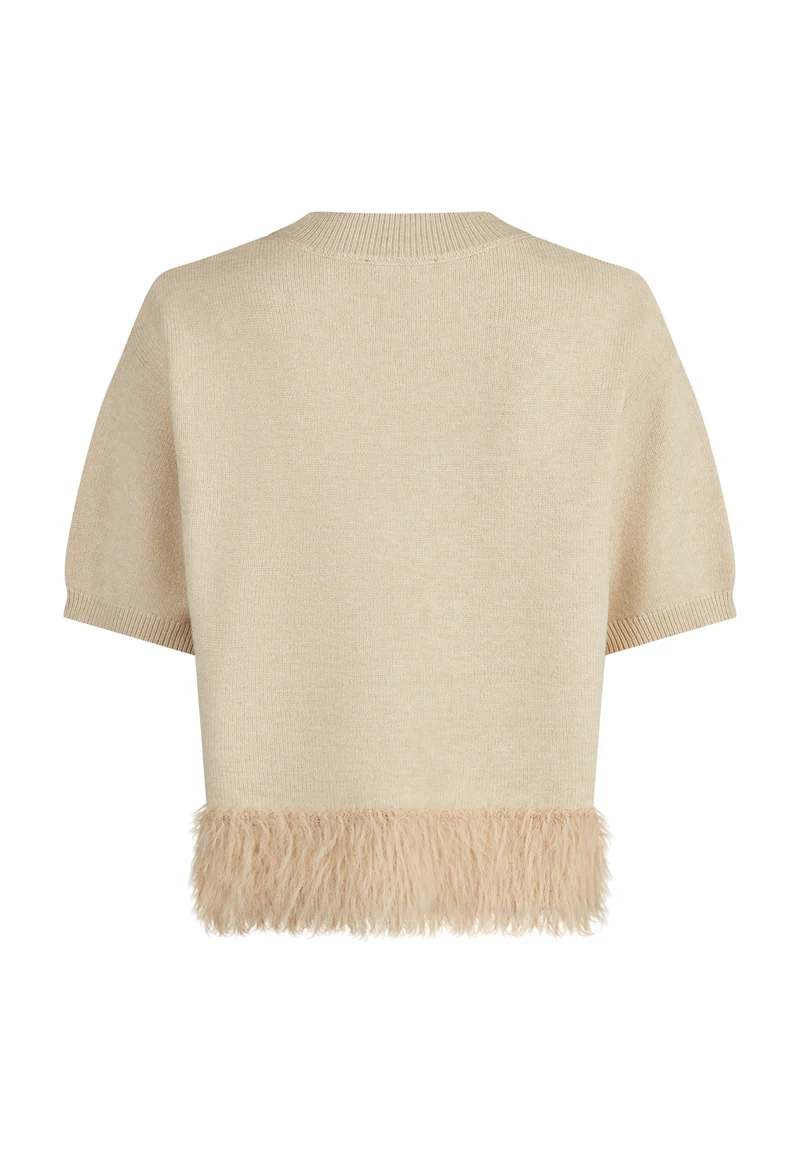 Pull à ourlet en fausse fourrure