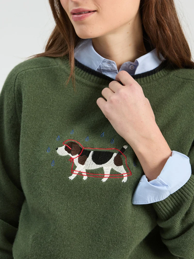 Pull à motif de chien brodé