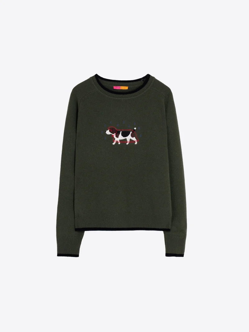 Pull à motif de chien brodé