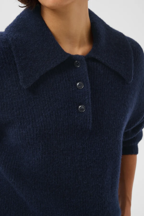 Pull polo boutonné à col structuré Carilina
